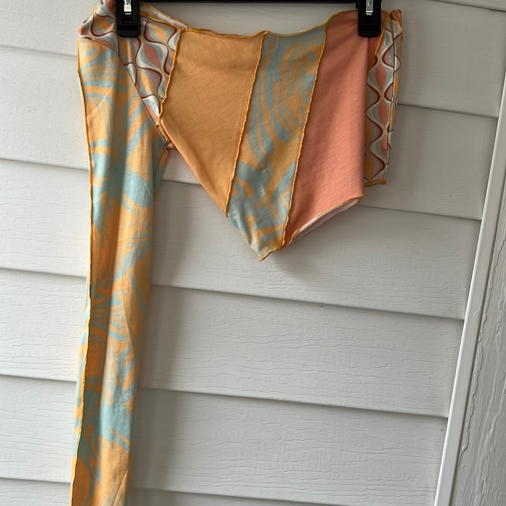 Princess Polly Orange Off Shoulder One Sleeve Top Size US 0